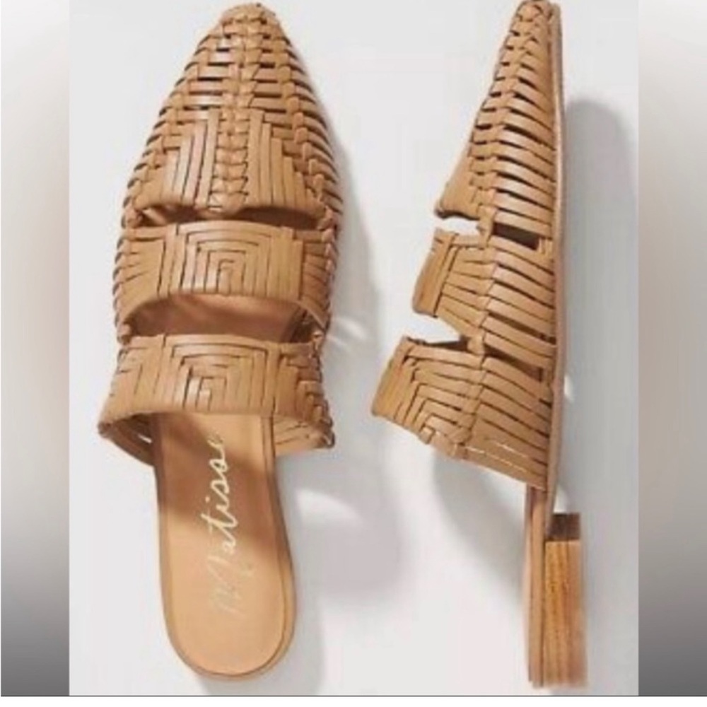 Anthropologie Matisse Woven East End Slides Neutral Tan ** SZ 10
